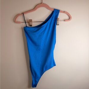 Woman’s Blue One Shoulder Bodysuit